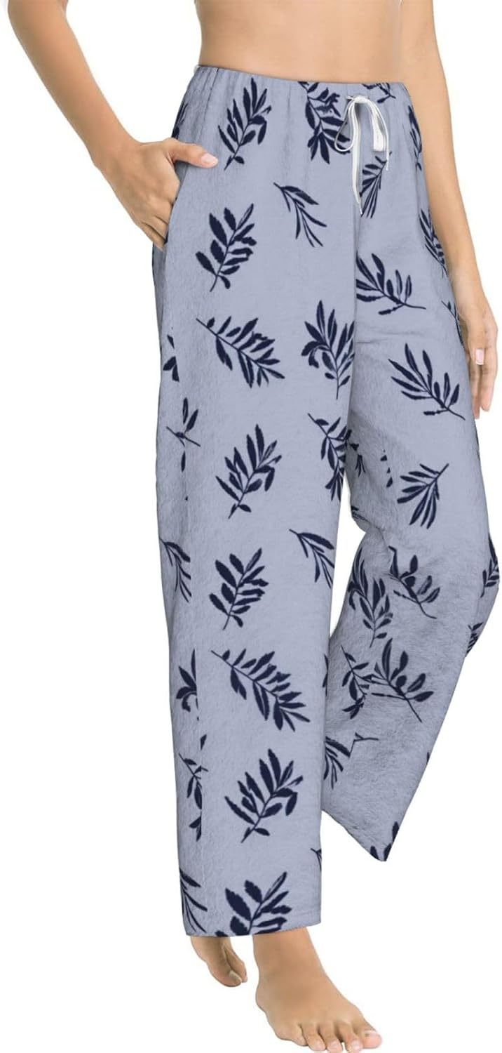 Colorful Butterfly Floral Flannel Pajama Pants For Women. Soft Fleece Lounge Pants With Pockets And Adjustable Drawstring
