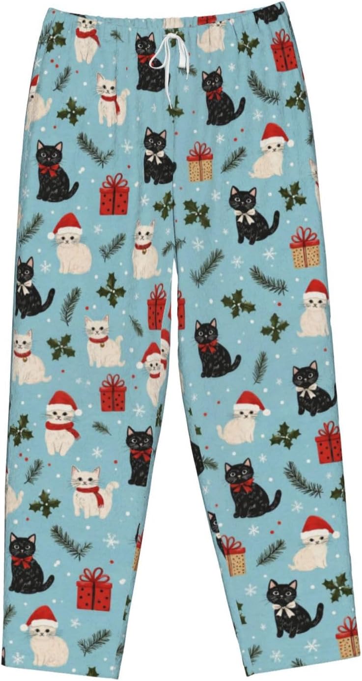 Christmas Duck Gift Flannel Pajama Pants For Women. Soft Fleece Lounge Pants With Pockets And Adjustable Drawstring