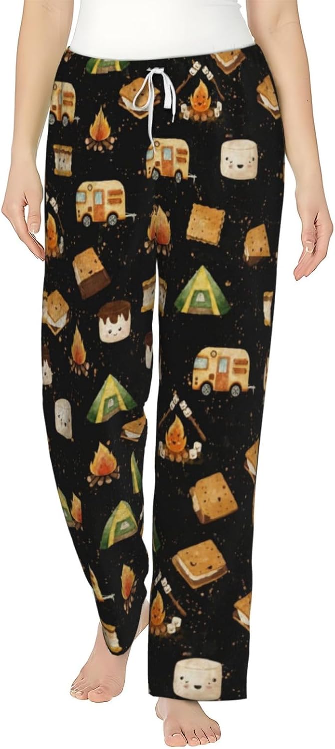 PVVCDV Neon Graffiti Robot Black Flannel Pajama Pants For Women. Soft Fleece Lounge Pants