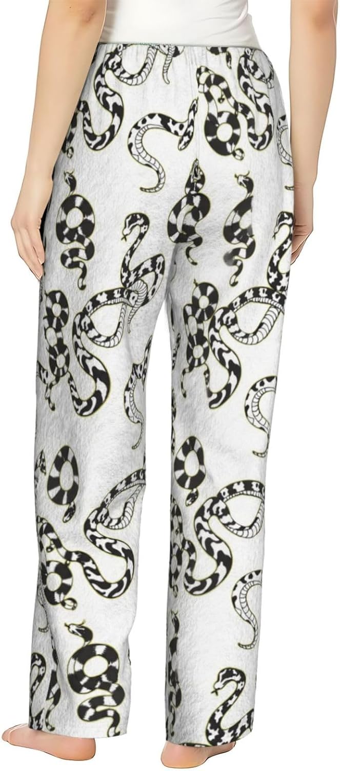 Leopard Tropical Leaf Flannel Pajama Pants For Women. Soft Fleece Lounge Pants With Pockets And Adjustable Drawstring