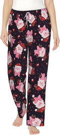 PVVCDV Pink Christmas Holiday Flannel Pajama Pants For Women. Soft Fleece Lounge Pants With Pockets And Adjustable Drawstring