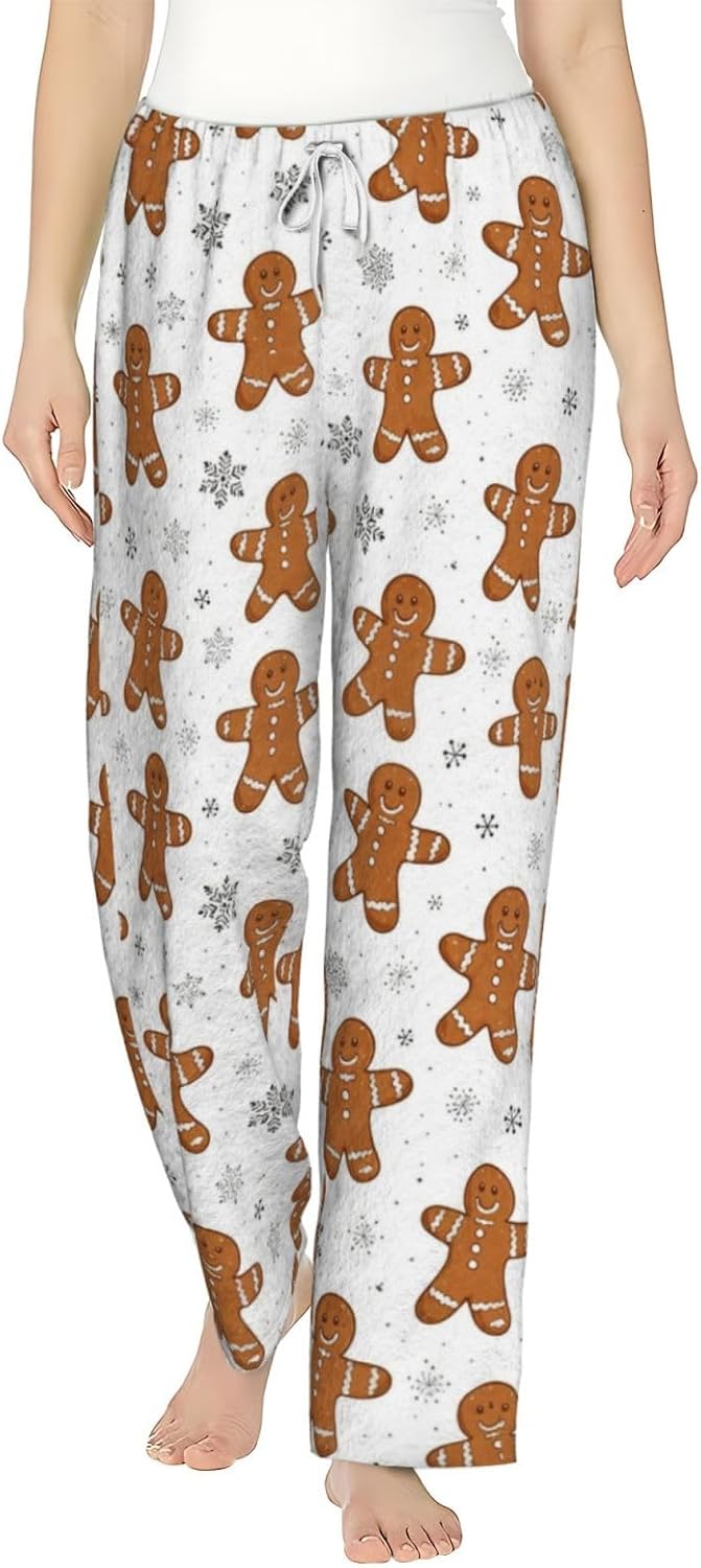 PVVCDV Pink Christmas Holiday Flannel Pajama Pants For Women. Soft Fleece Lounge Pants With Pockets And Adjustable Drawstring