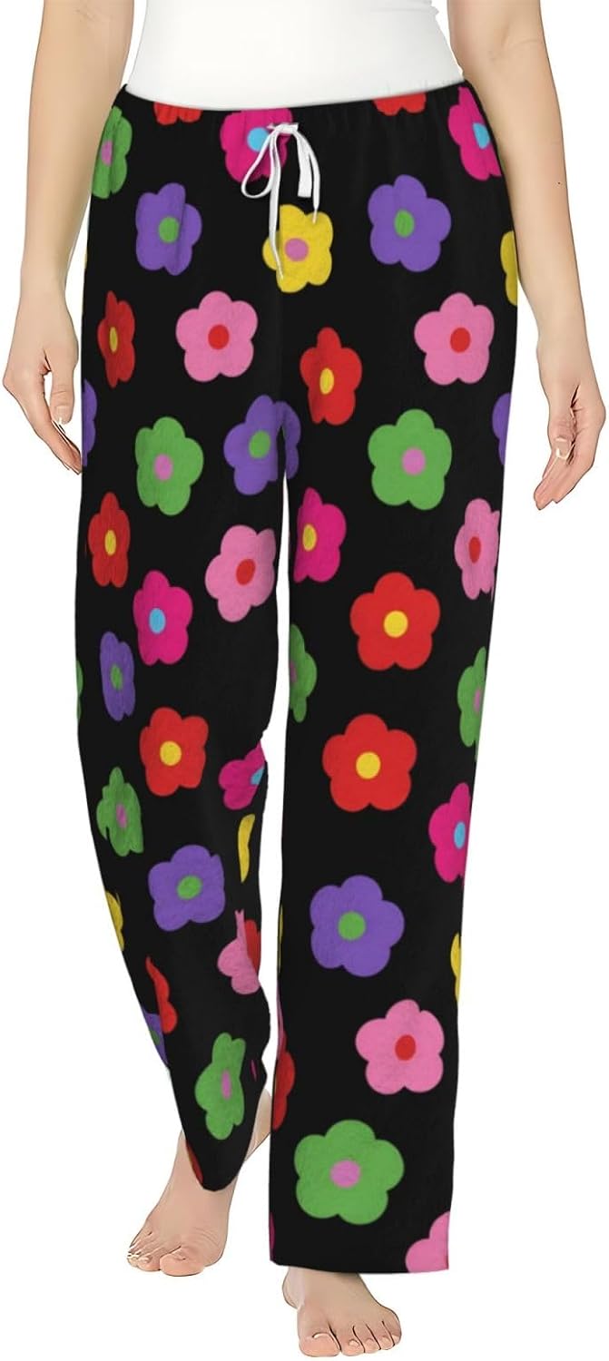 Purple Butterfly Star Flannel Pajama Pants For Women. Soft Fleece Lounge Pants With Pockets And Adjustable Drawstring
