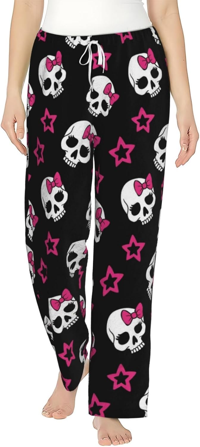 Red Eyed Bat Flannel Pajama Pants For Women. Soft Fleece Lounge Pants With Pockets And Adjustable Drawstring