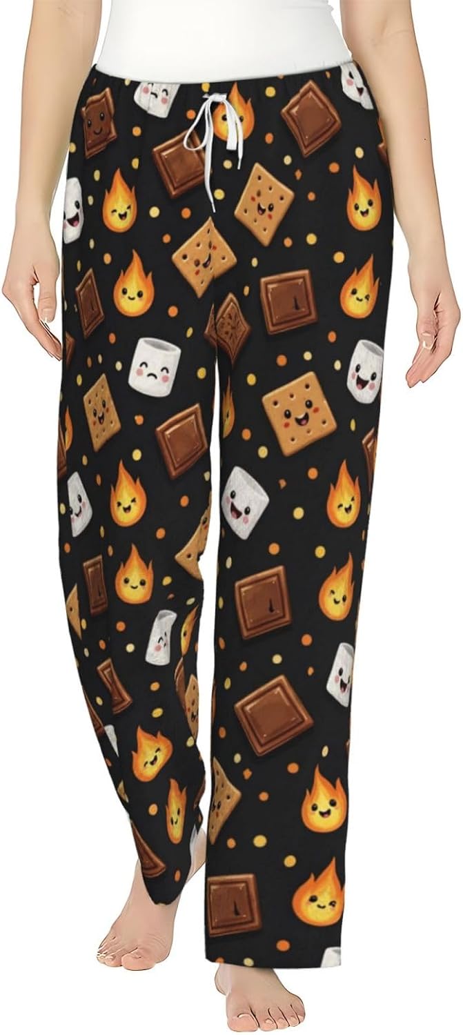 Soccer Ball Field Sports Flannel Pajama Pants For Women. Soft Fleece Lounge Pants With Pockets And Adjustable Drawstring