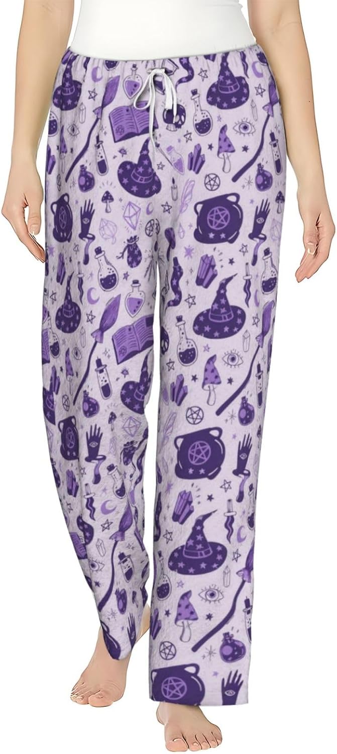 Red Eyed Bat Flannel Pajama Pants For Women. Soft Fleece Lounge Pants With Pockets And Adjustable Drawstring
