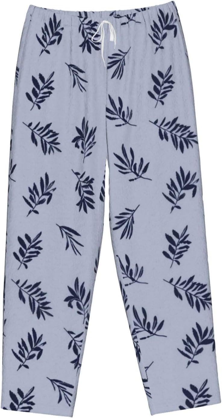 Colorful Butterfly Floral Flannel Pajama Pants For Women. Soft Fleece Lounge Pants With Pockets And Adjustable Drawstring
