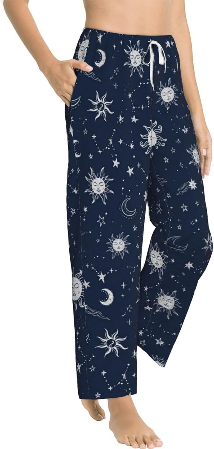 Gothic Bat Floral Black White Flannel Pajama Pants For Women. Soft Fleece Lounge Pants With Pockets And Adjustable Drawstring
