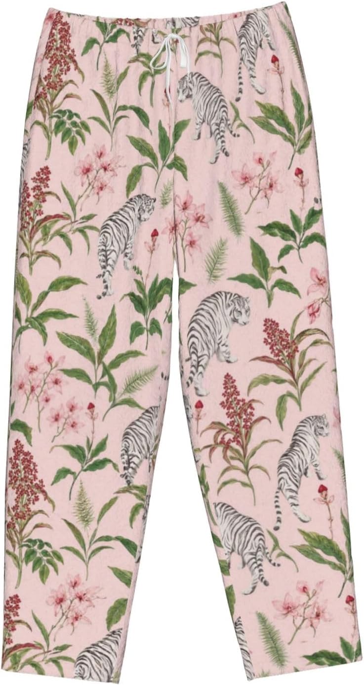 PVVCDV Zebra Flannel Pajama Pants For Women. Soft Fleece Lounge Pants With Pockets And Adjustable Drawstring