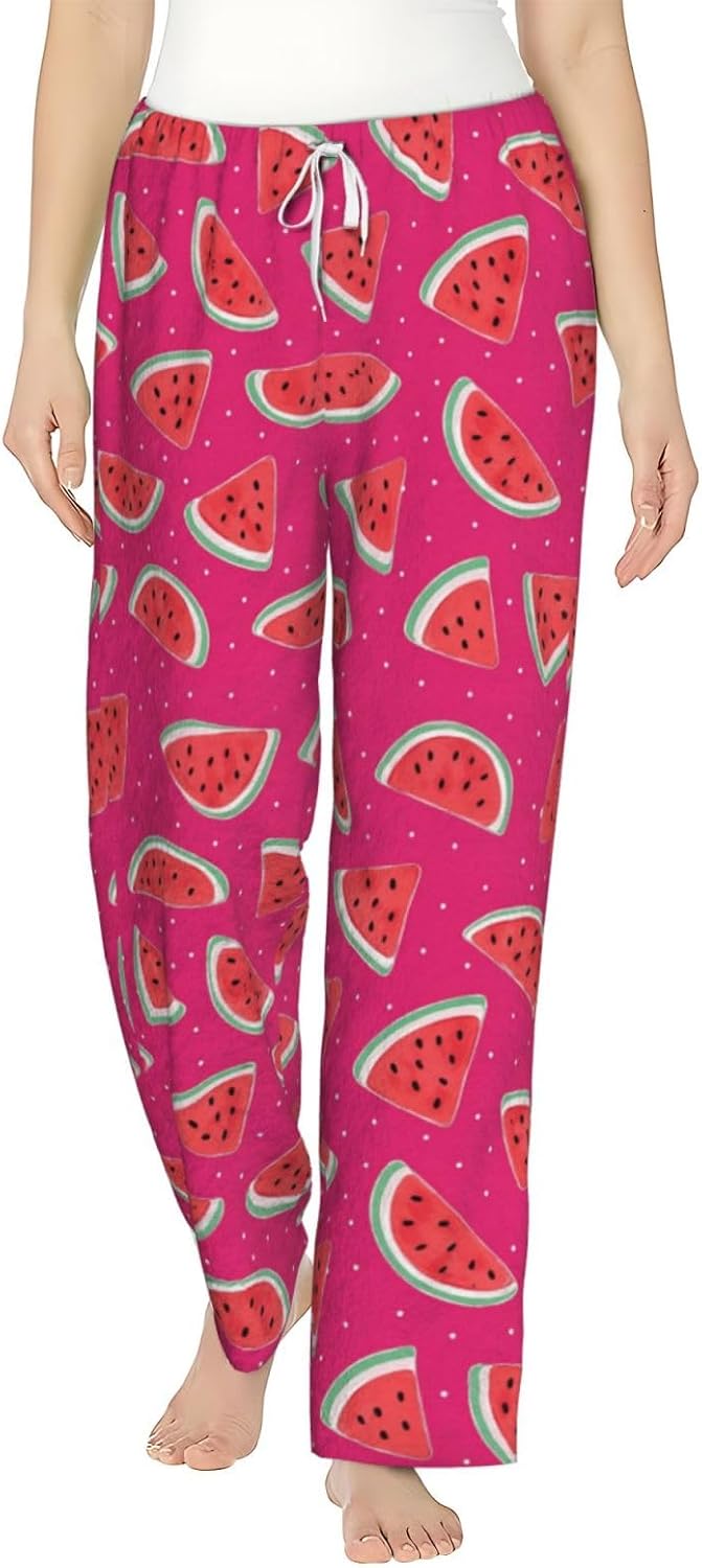 PVVCDV Yellow Banana Flannel Pajama Pants For Women. Soft Fleece Lounge Pants With Pockets And Adjustable Drawstring