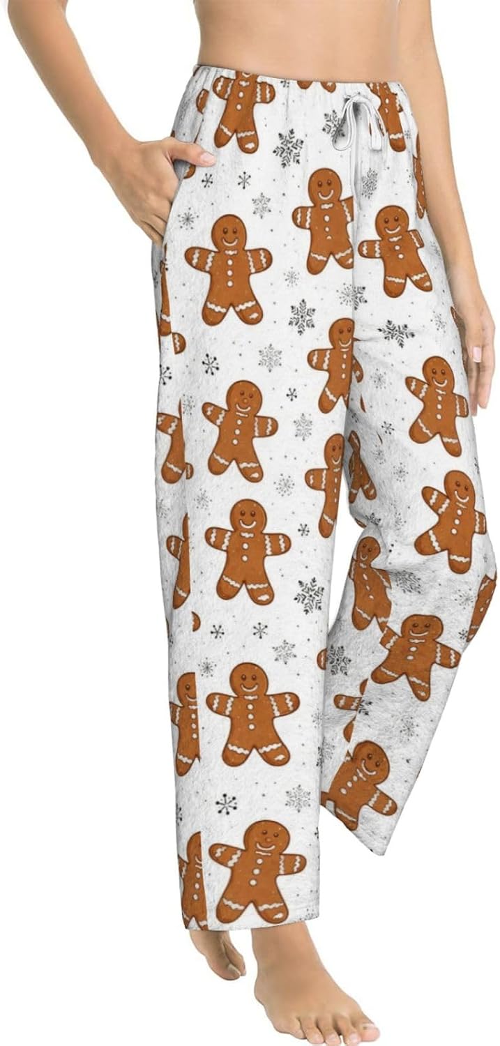 PVVCDV Pink Christmas Holiday Flannel Pajama Pants For Women. Soft Fleece Lounge Pants With Pockets And Adjustable Drawstring