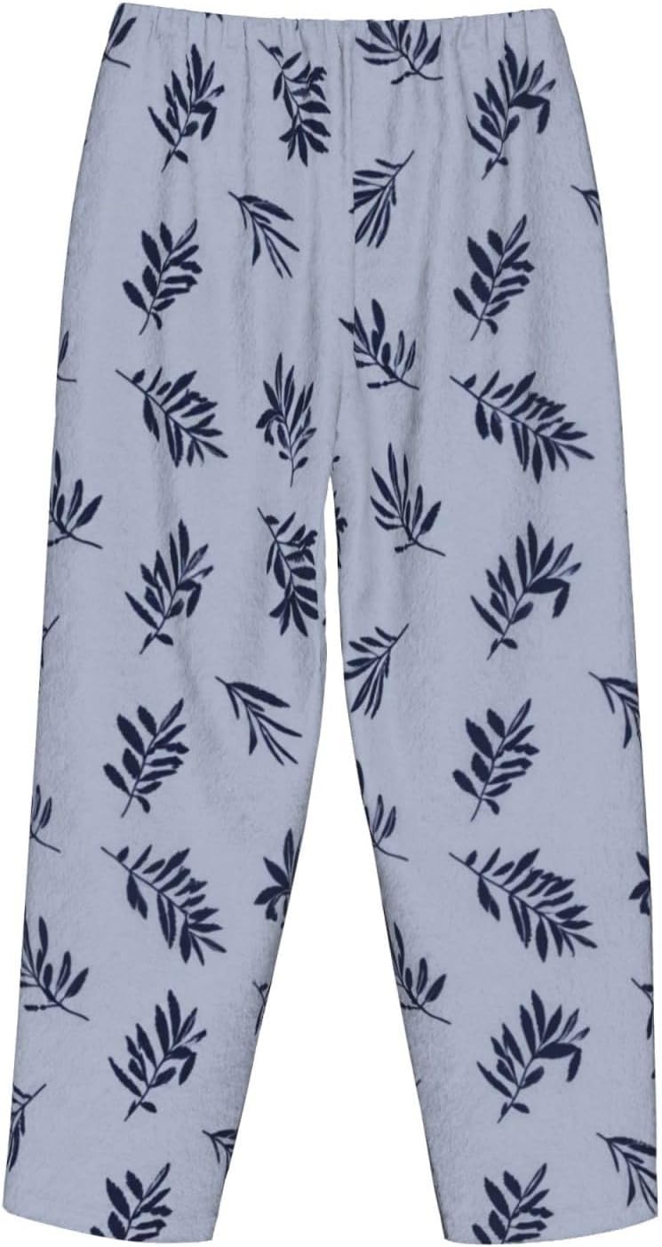 Colorful Butterfly Floral Flannel Pajama Pants For Women. Soft Fleece Lounge Pants With Pockets And Adjustable Drawstring