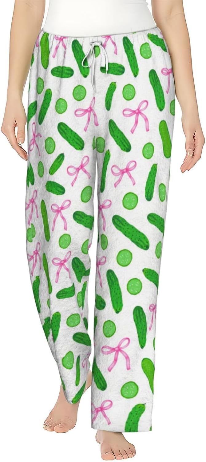 PVVCDV Cute Avocado Flannel Pajama Pants For Women. Soft Fleece Lounge Pants With Pockets And Adjustable Drawstring