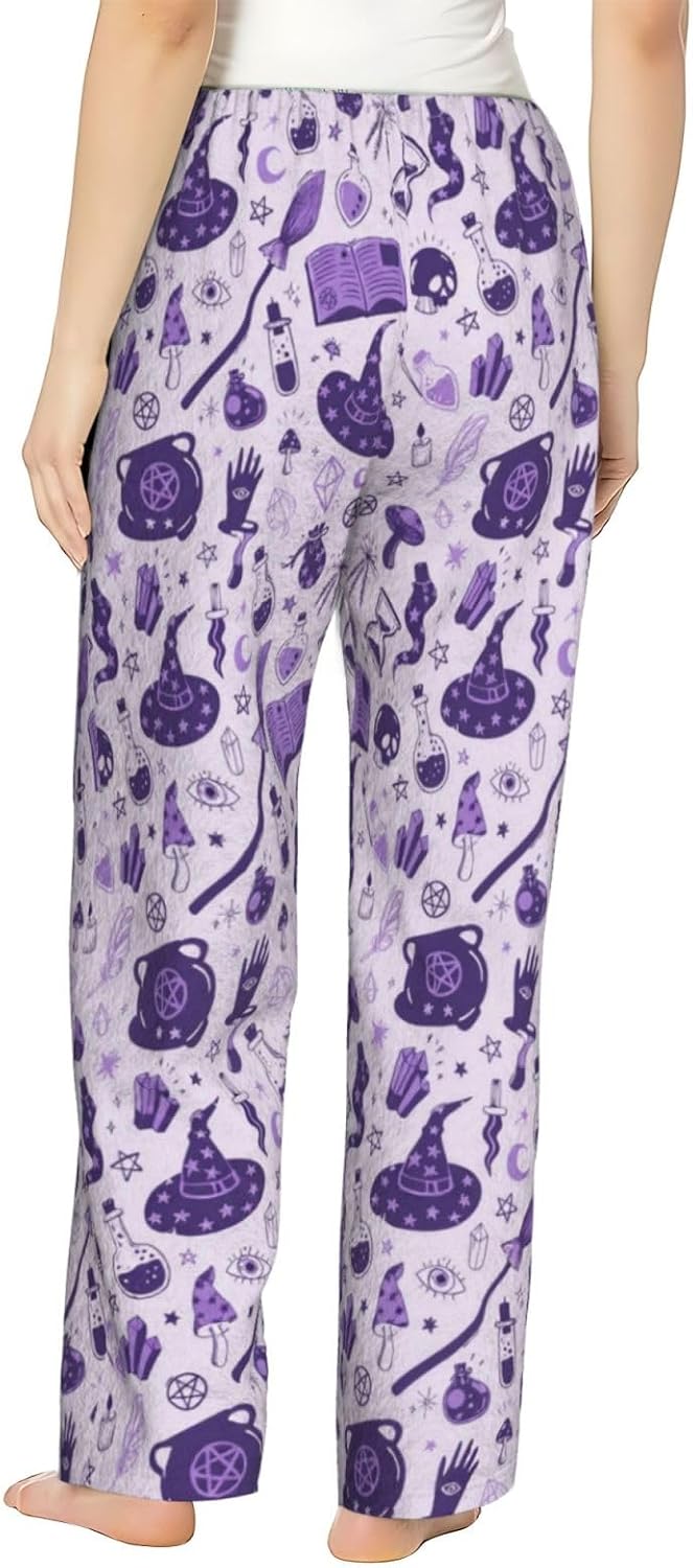 Red Eyed Bat Flannel Pajama Pants For Women. Soft Fleece Lounge Pants With Pockets And Adjustable Drawstring
