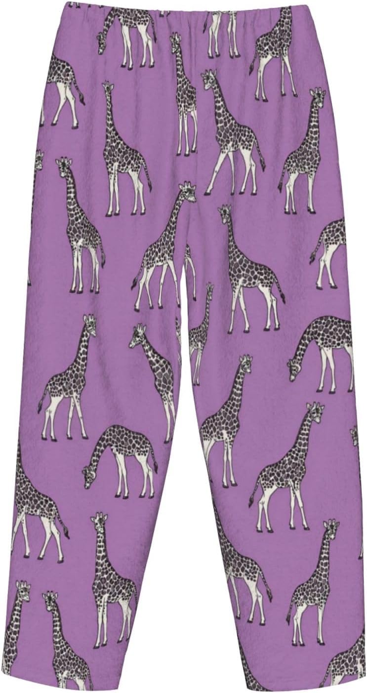 PVVCDV Tropical Safari Animal Print Flannel Pajama Pants For Women. Soft Fleece Lounge Pants