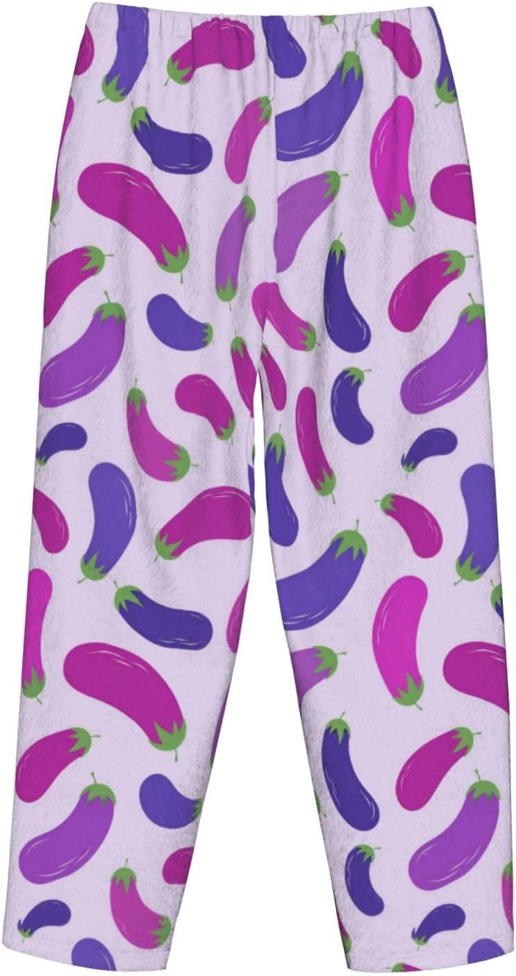 PVVCDV Red Cherry Black Flannel Pajama Pants For Women. Soft Fleece Lounge Pants With Pockets And Adjustable Drawstring