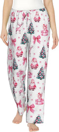 Red Striped Christmas Tree Flannel Pajama Pants For Women. Soft Fleece Lounge Pants With Pockets And Adjustable Drawstring