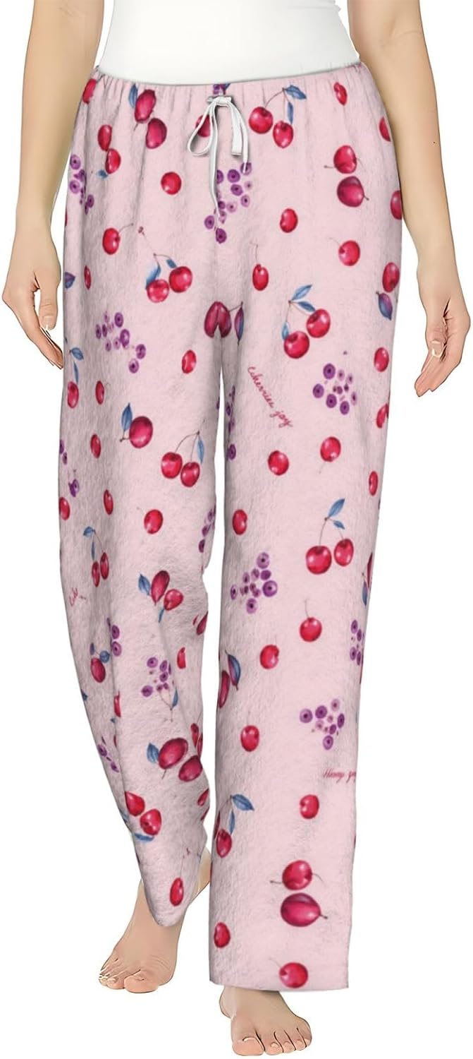 PVVCDV Cute Avocado Flannel Pajama Pants For Women. Soft Fleece Lounge Pants With Pockets And Adjustable Drawstring