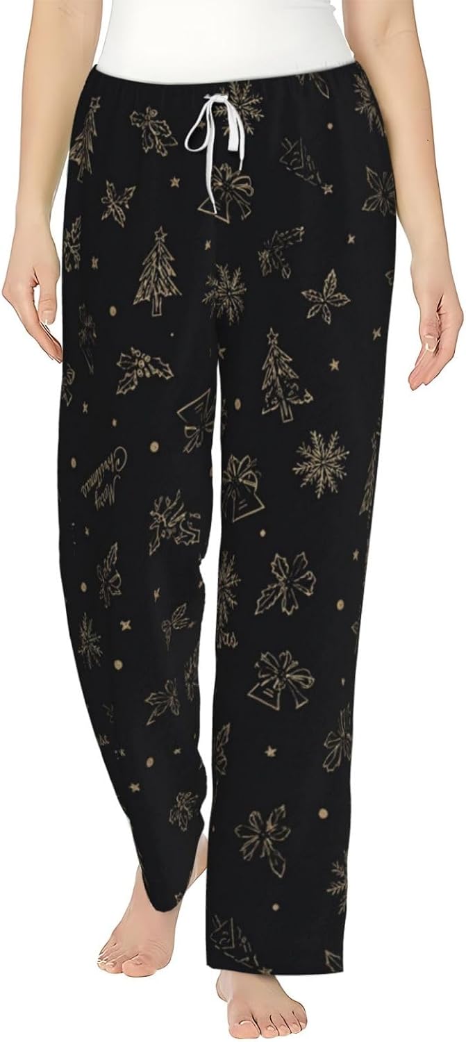 PVVCDV Pink Christmas Holiday Flannel Pajama Pants For Women. Soft Fleece Lounge Pants With Pockets And Adjustable Drawstring