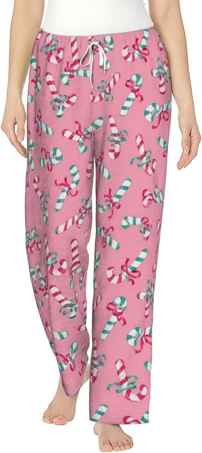 Christmas Duck Gift Flannel Pajama Pants For Women. Soft Fleece Lounge Pants With Pockets And Adjustable Drawstring