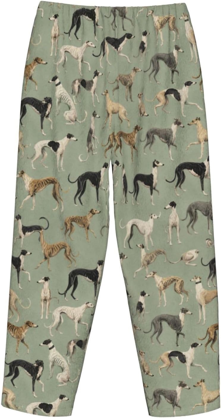 Giraffe Floral Botanical Flannel Pajama Pants For Women. Soft Fleece Lounge Pants With Pockets And Adjustable Drawstring