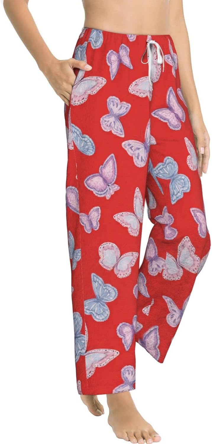 Vintage Books And Wildflowers Flannel Pajama Pants For Women. Soft Fleece Lounge Pants With Pockets And Adjustable Drawstring