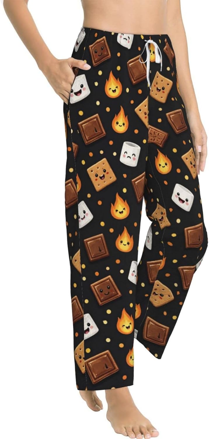 Soccer Ball Field Sports Flannel Pajama Pants For Women. Soft Fleece Lounge Pants With Pockets And Adjustable Drawstring