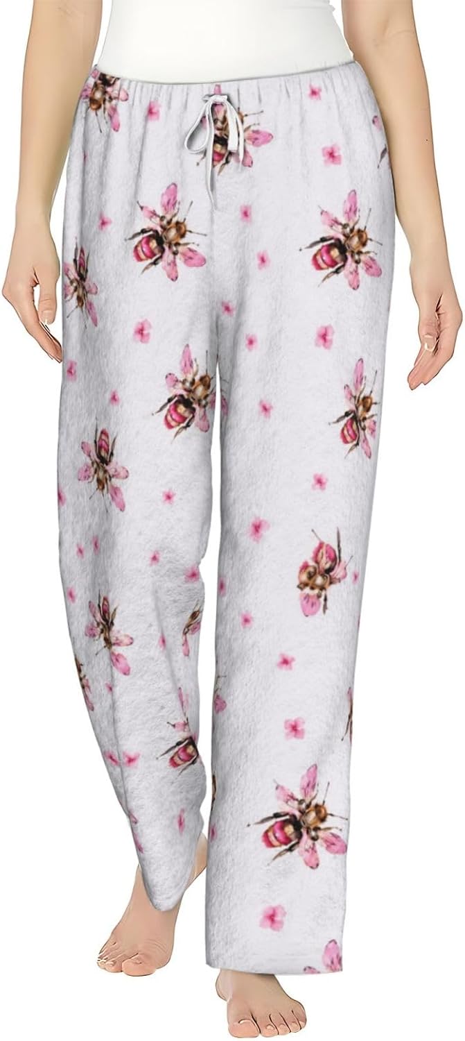 Purple Butterfly Star Flannel Pajama Pants For Women. Soft Fleece Lounge Pants With Pockets And Adjustable Drawstring