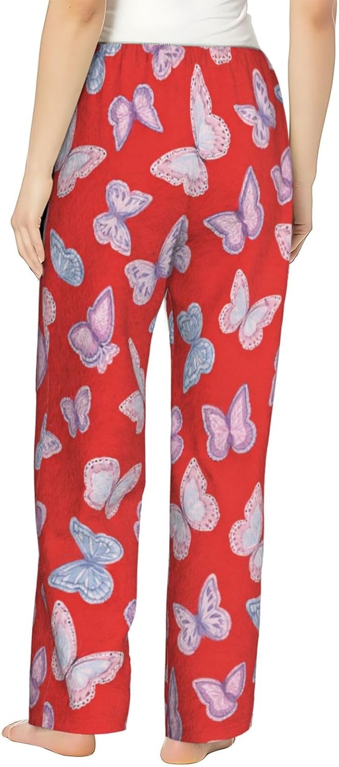 Vintage Books And Wildflowers Flannel Pajama Pants For Women. Soft Fleece Lounge Pants With Pockets And Adjustable Drawstring