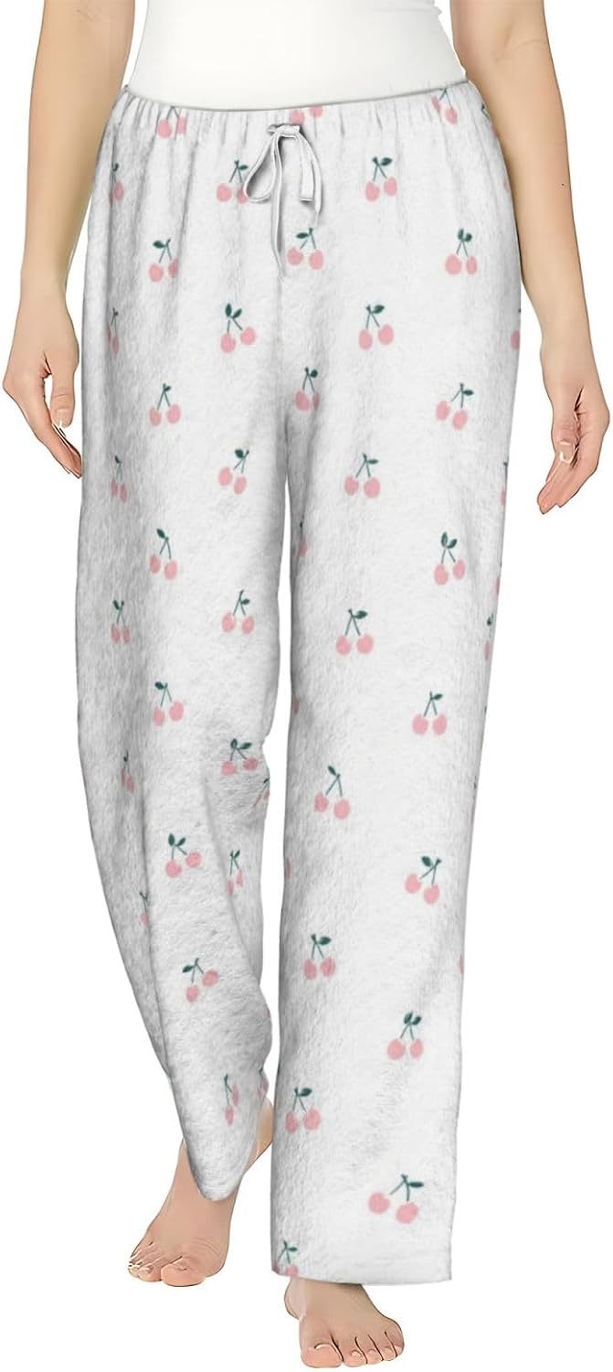 Pink Flamingo Bird Flannel Pajama Pants For Women. Soft Fleece Lounge Pants With Pockets And Adjustable Drawstring