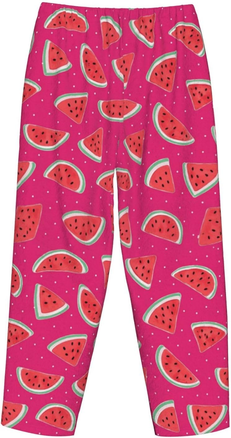 PVVCDV Yellow Banana Flannel Pajama Pants For Women. Soft Fleece Lounge Pants With Pockets And Adjustable Drawstring