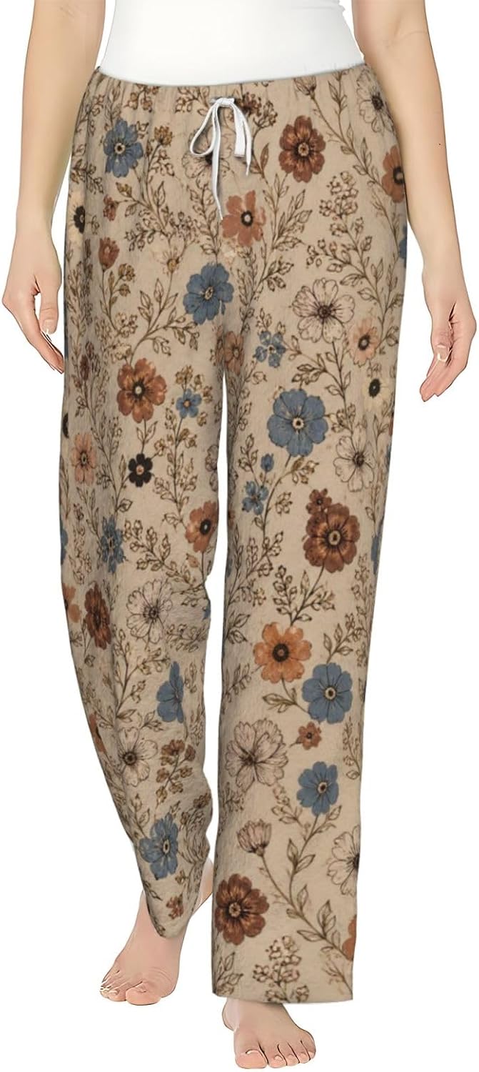 Purple Butterfly Star Flannel Pajama Pants For Women. Soft Fleece Lounge Pants With Pockets And Adjustable Drawstring