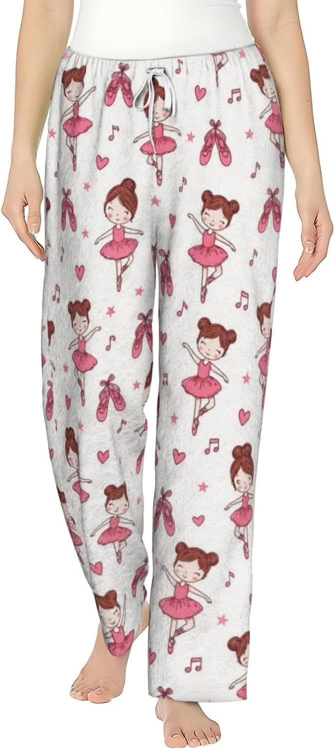 PVVCDV Neon Graffiti Robot Black Flannel Pajama Pants For Women. Soft Fleece Lounge Pants