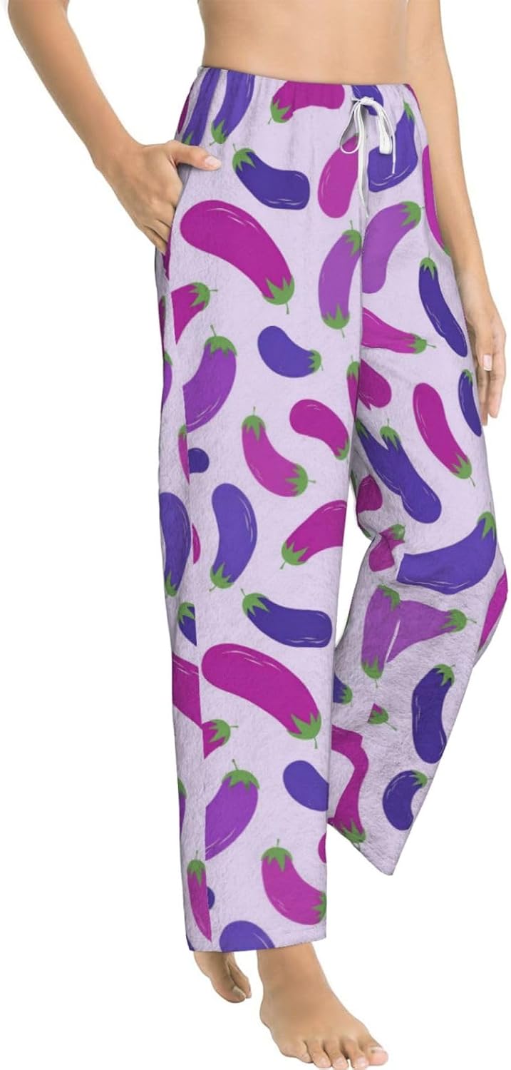 PVVCDV Red Cherry Black Flannel Pajama Pants For Women. Soft Fleece Lounge Pants With Pockets And Adjustable Drawstring