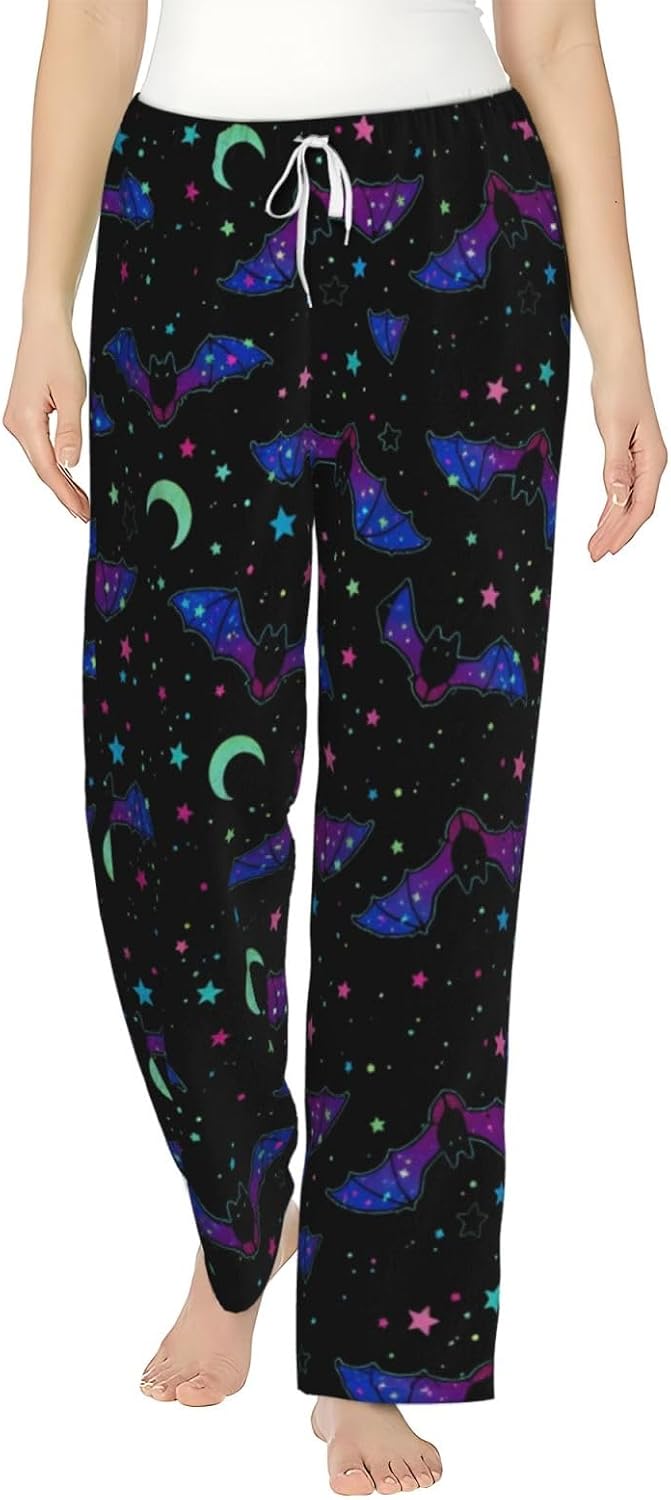Halloween Ghost Pumpkin Witch Hat Flannel Pajama Pants For Women. Soft Fleece Lounge Pants