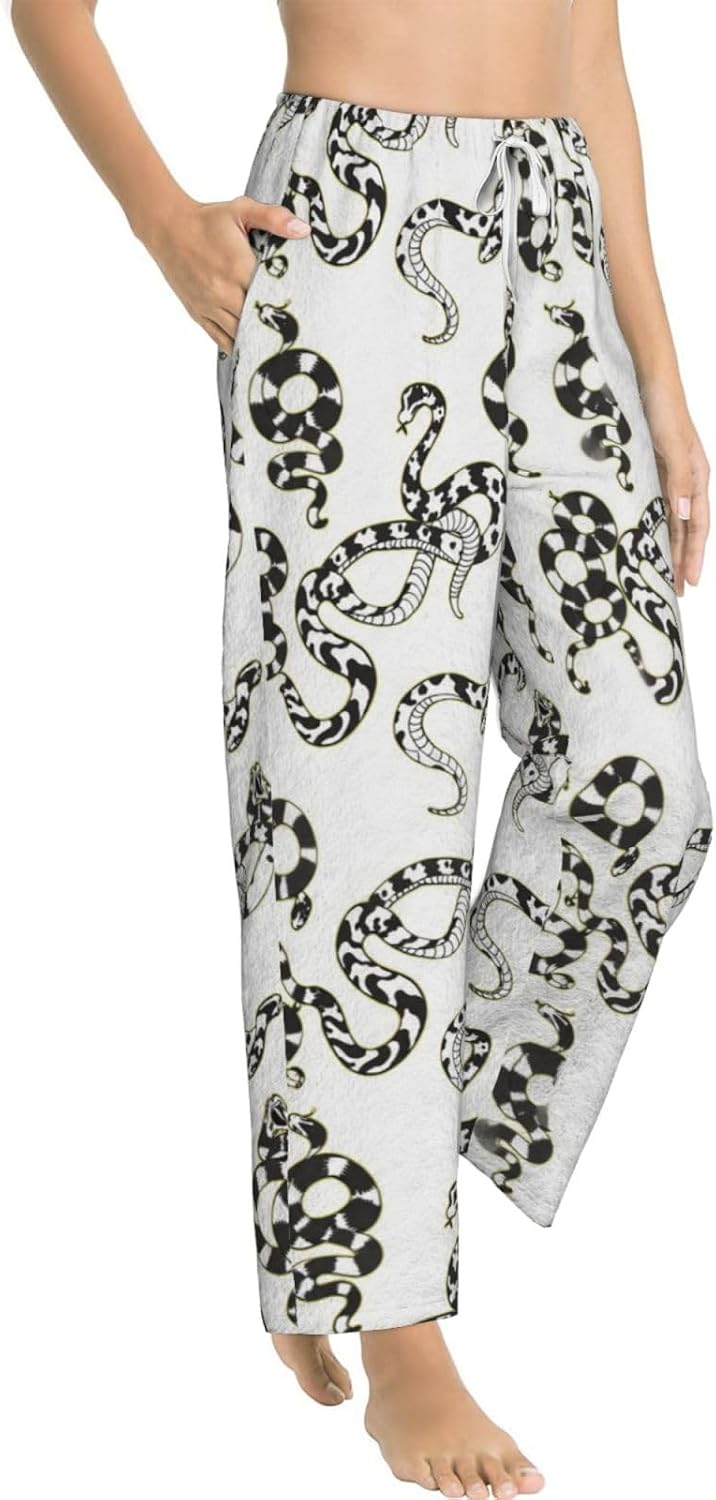 Leopard Tropical Leaf Flannel Pajama Pants For Women. Soft Fleece Lounge Pants With Pockets And Adjustable Drawstring