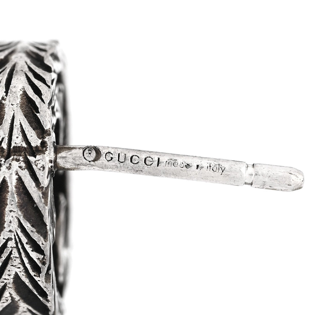 GUCCI シルバー テクスチャード インターロッキングG スタッドピアス(代金引換)