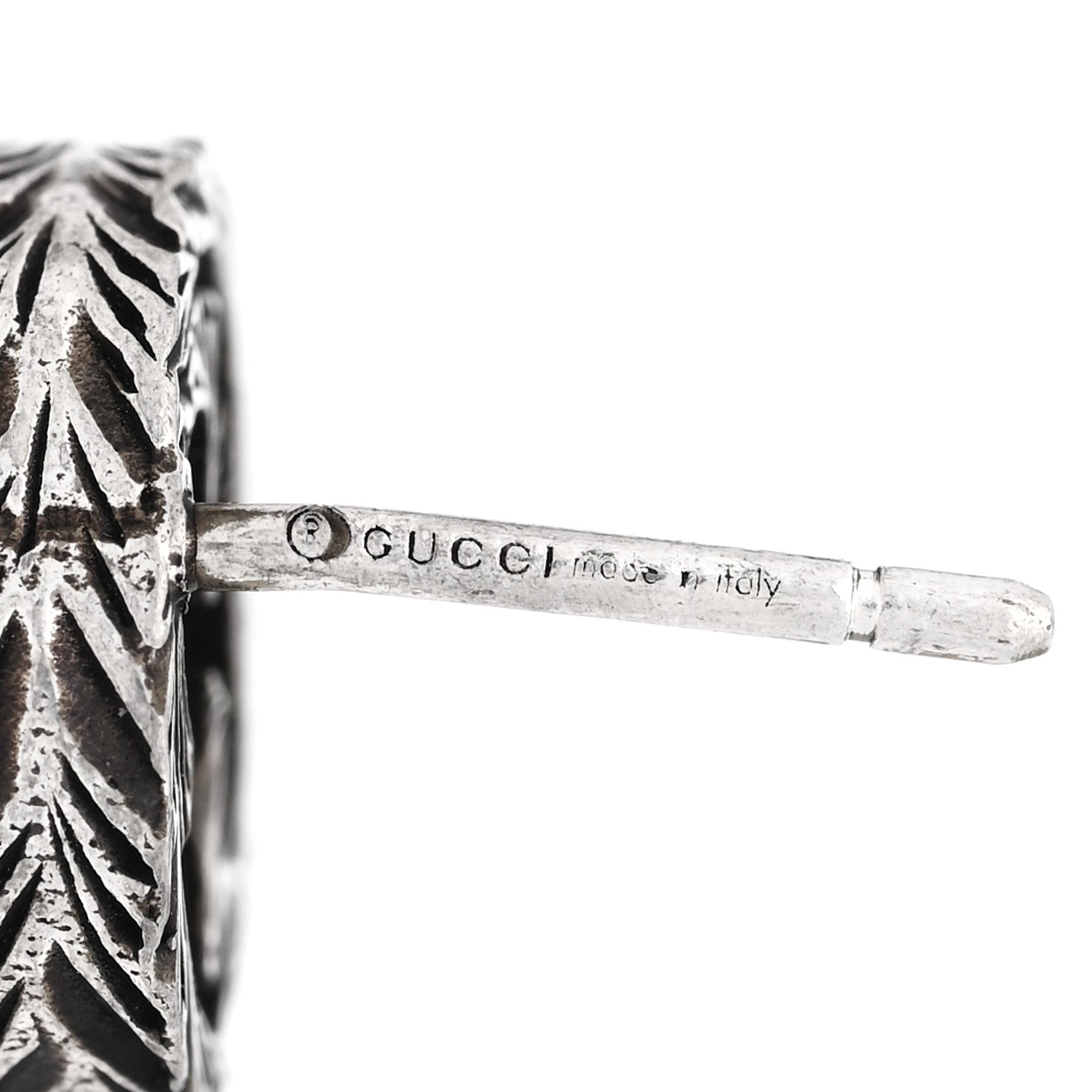GUCCI シルバー テクスチャード インターロッキングG スタッドピアス(代金引換)