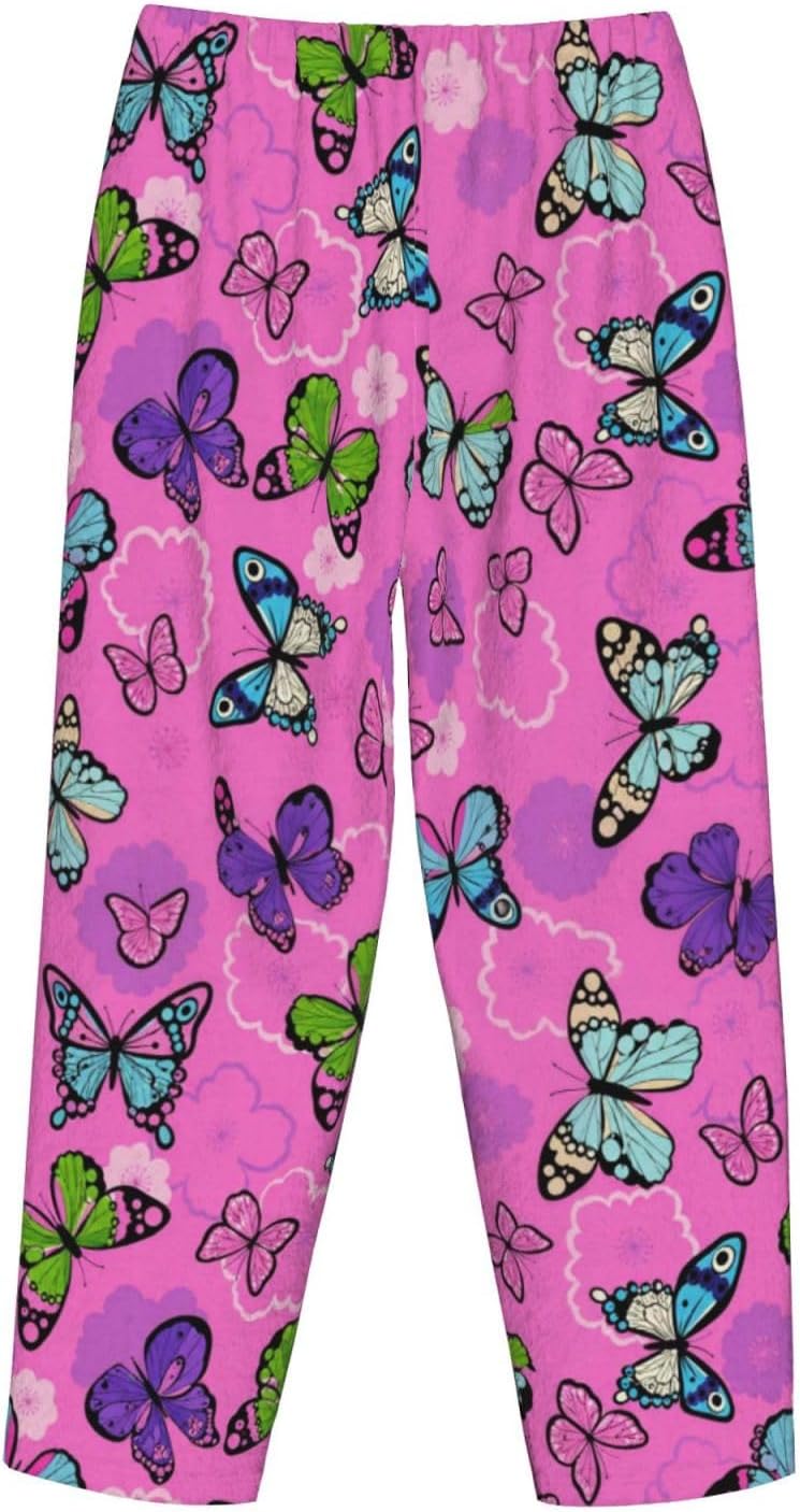 Floral Garden Boho Flannel Pajama Pants For Women. Soft Fleece Lounge Pants With Pockets And Adjustable Drawstring