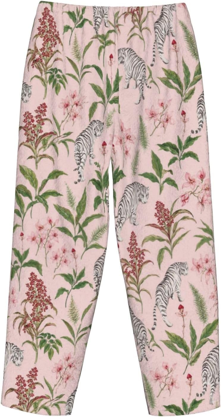 PVVCDV Zebra Flannel Pajama Pants For Women. Soft Fleece Lounge Pants With Pockets And Adjustable Drawstring