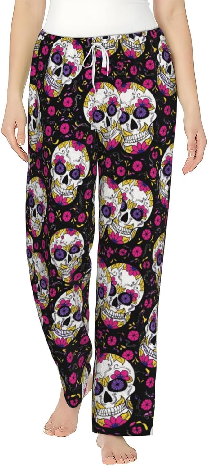 Red Eyed Bat Flannel Pajama Pants For Women. Soft Fleece Lounge Pants With Pockets And Adjustable Drawstring