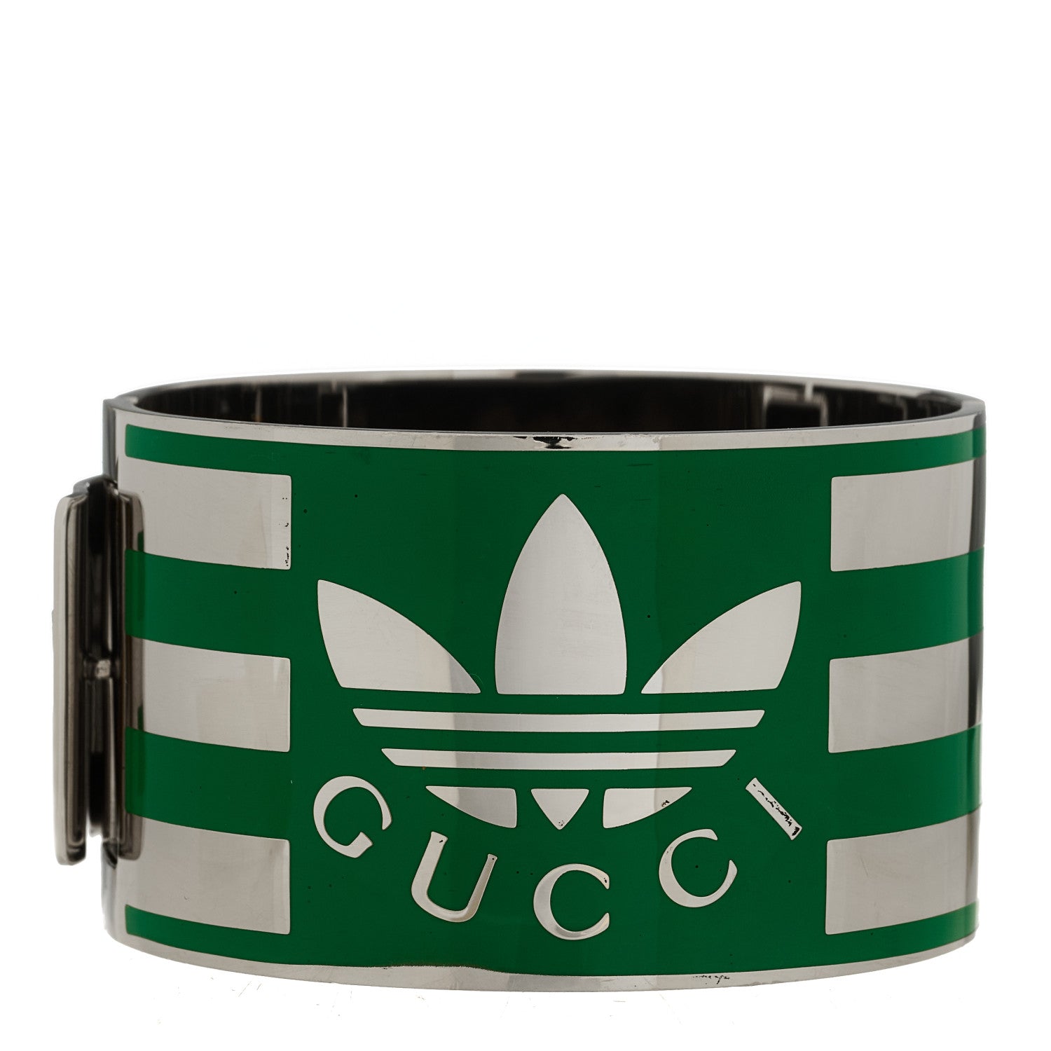 GUCCI X ADIDAS メタル エナメル カフ ブレスレット S シルバーグリーン(代金引換)