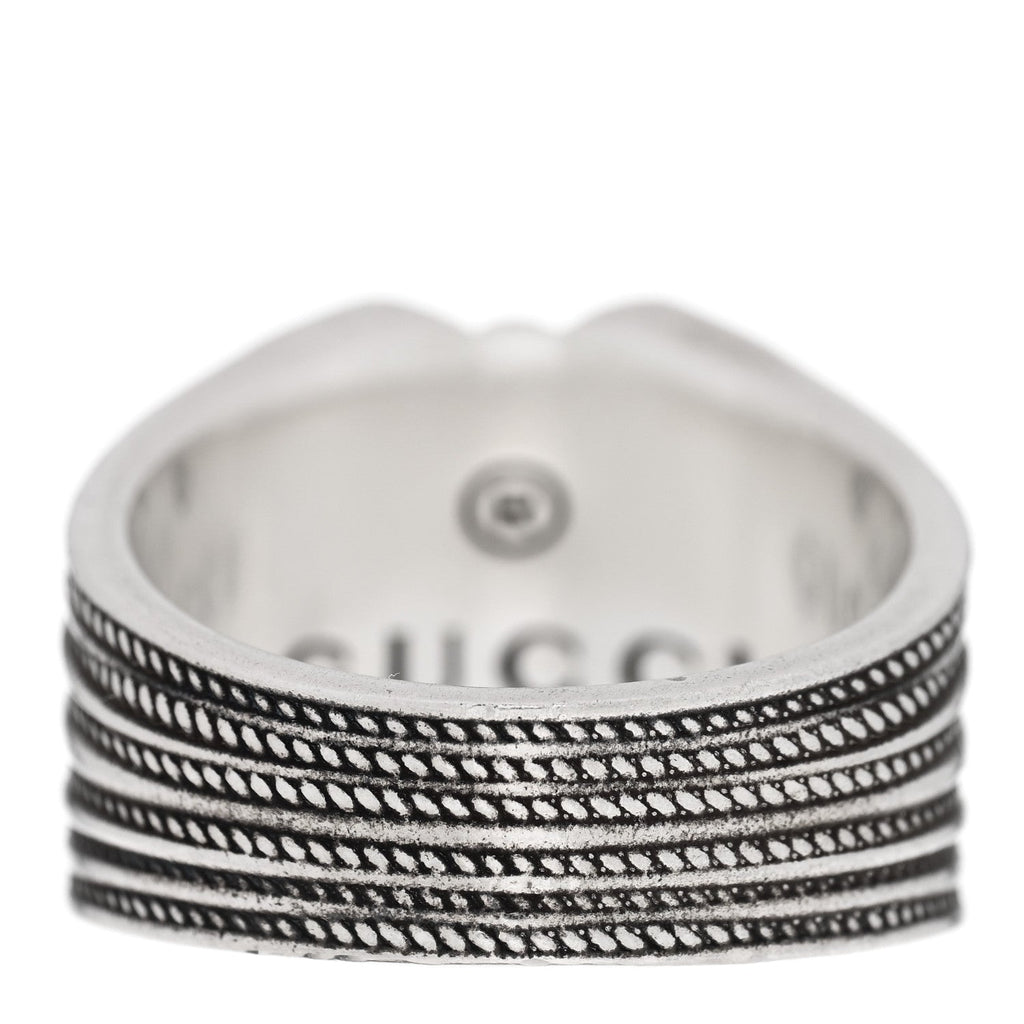 GUCCI スターリングシルバー レジン ハートリング 62 10 ブラック(代金引換)