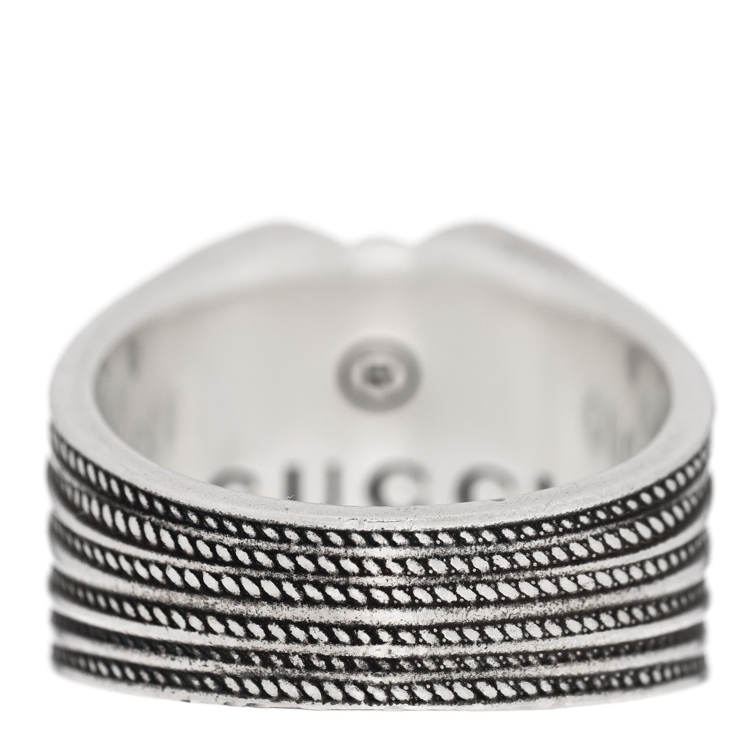 GUCCI スターリングシルバー レジン ハートリング 62 10 ブラック(代金引換)