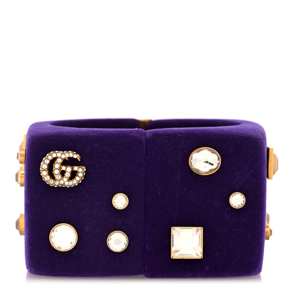 GUCCI フェルト クリスタル カフ ブレスレット パープル(代金引換)