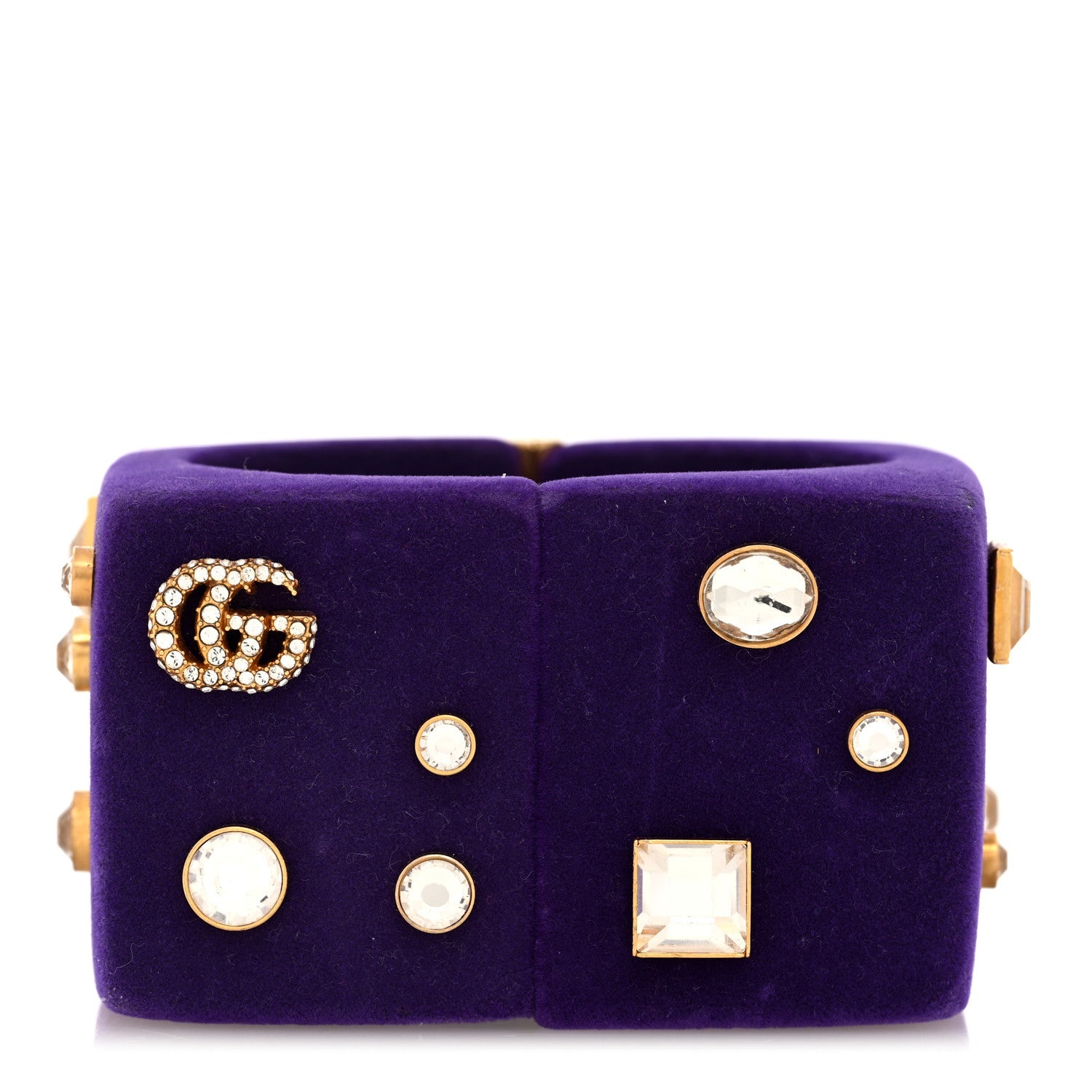 GUCCI フェルト クリスタル カフ ブレスレット パープル(代金引換)