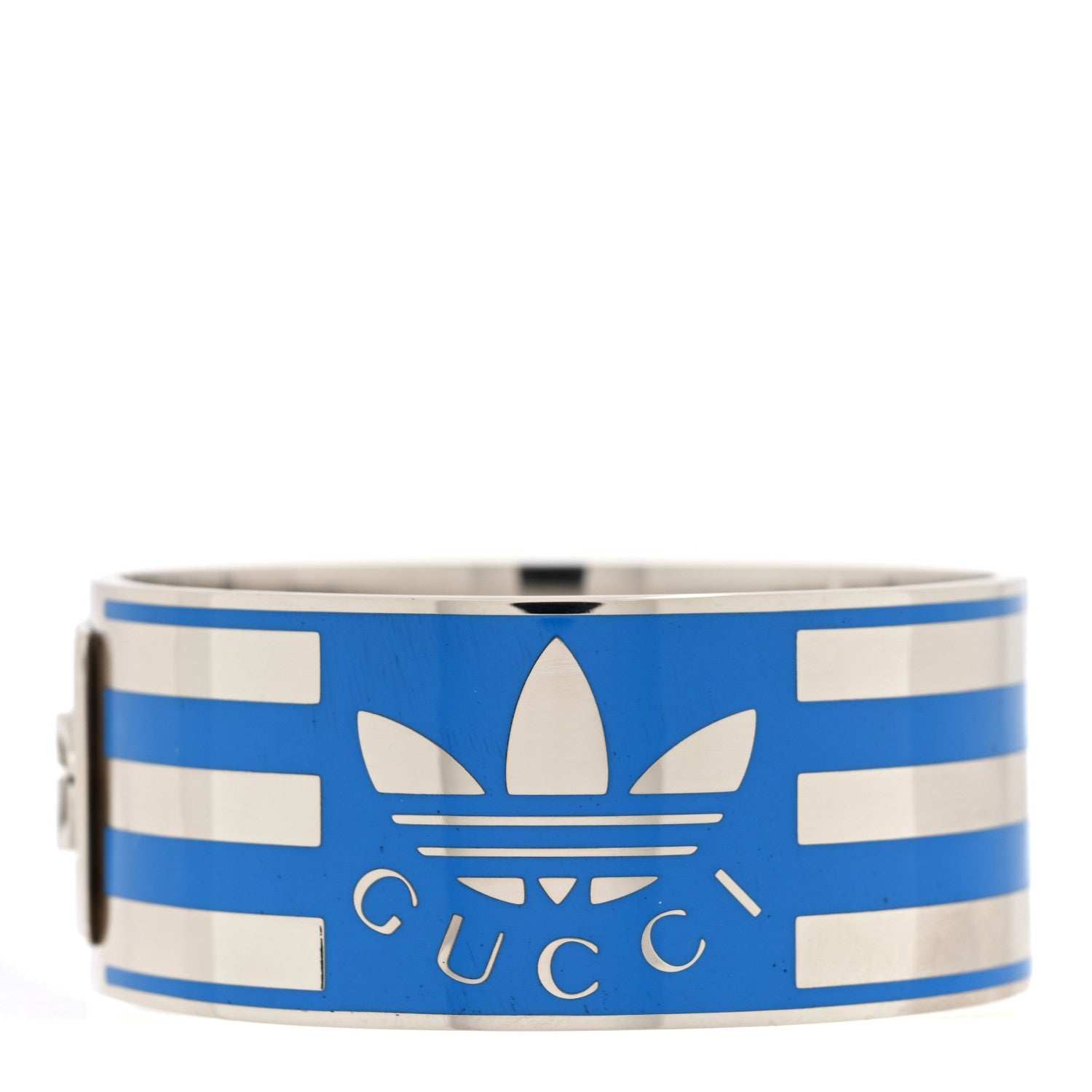 GUCCI X ADIDAS メタルエナメル カフブレスレット S シルバー×ブルー(代金引換)