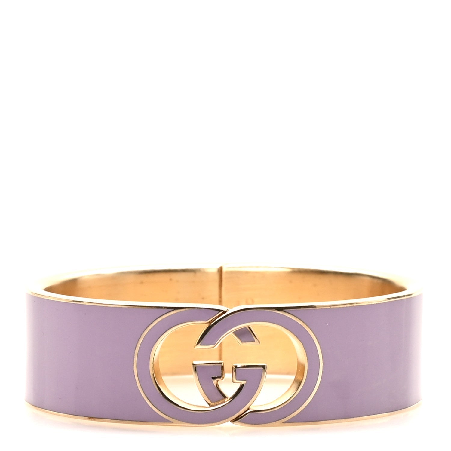 GUCCI シルバー エナメル インターロッキングG カフブレスレット ライラック(代金引換)