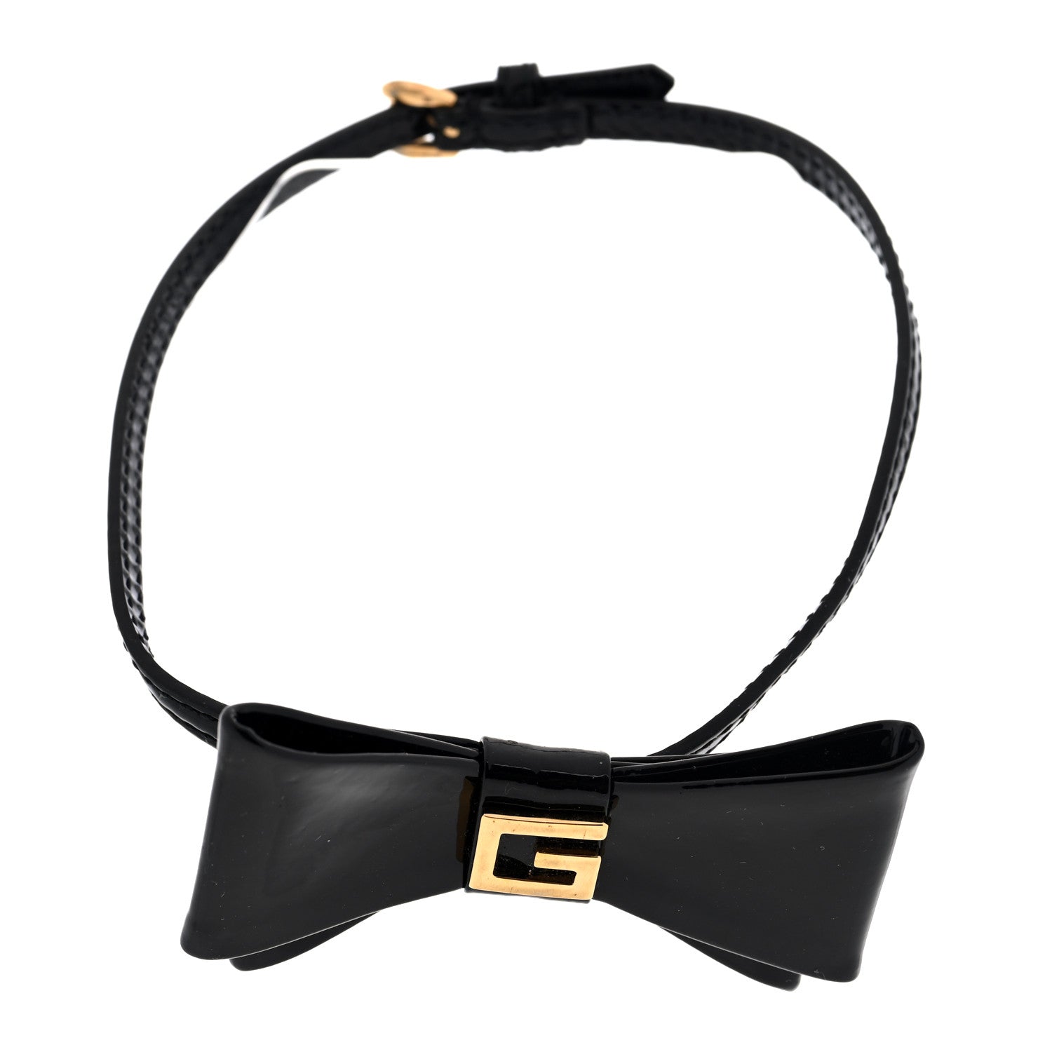 GUCCI パテント G ボウ チョーカーネックレス ブラックゴールド(代金引換)