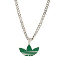 GUCCI X ADIDAS エナメル トレフォイル ペンダント ネックレス シルバーグリーン(代金引換)